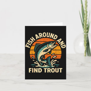 Carte Pêche vintage autour et trouver la truite pêcheur