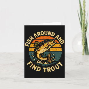 Carte Pêche vintage autour et trouver la truite pêcheur