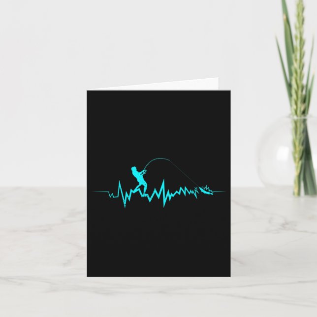 Carte Pêcher Heartbeat Drôle Design pour pêcheur (Devant)