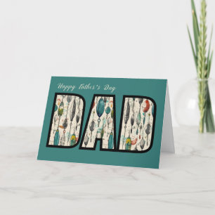 Carte Pêcher papa Fête des pères avec leurres dans DAD