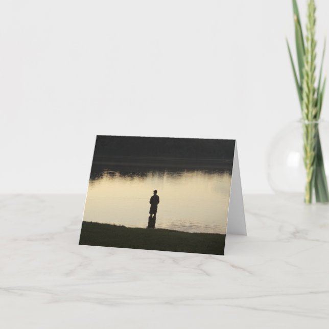 Carte pêcheur au coucher du soleil (Devant)