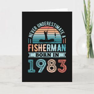 Carte Pêcheur né 1983 Pêche 40e anniversaire Cadeau