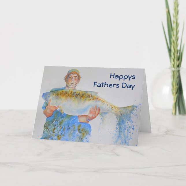 Carte Pêcheur peinture d'aquarelle cadeau de pêche pour  (Devant)