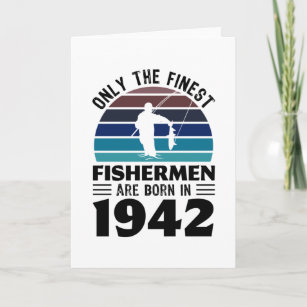 Carte Pêcheurs nés 1942 80e anniversaire Pêche Cadeau
