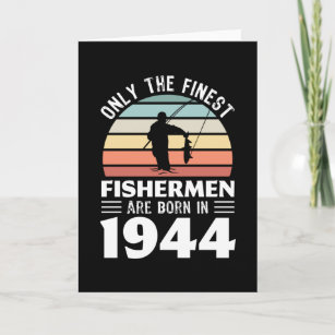 Carte Pêcheurs nés en 1944 80e anniversaire de pêche cad