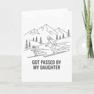Carte Pédalé par ma fille Drôle de papa skieur Sport d'h
