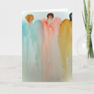 Carte Peinture à l'aquarelle de 3 anges, figures ou femm