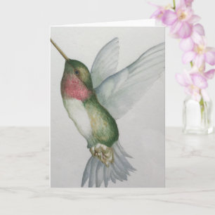 Carte Peinture à l'aquarelle élégante de colibri Art ois