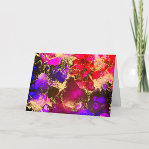 Carte Peinture à l'encre d'alcool magenta sauvage et vio