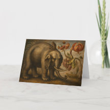 Peinture à l'huile botanique vintage éléphant et s