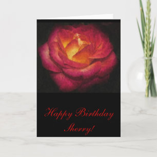 Carte Peinture à l'huile de Rose flamand Anniversaire