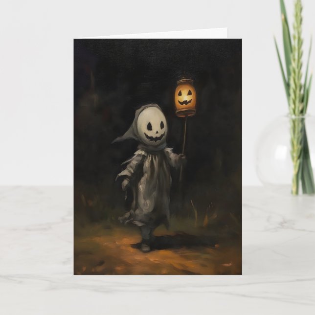 Carte Peinture à l'huile d'Halloween Fantôme d'Enfant, D (Devant)