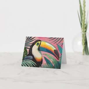 Carte Peinture à l'huile Toucan Papeterie rose