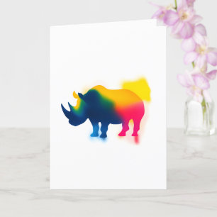 Carte Peinture à Spray colorée Rhinoceros Silhouette