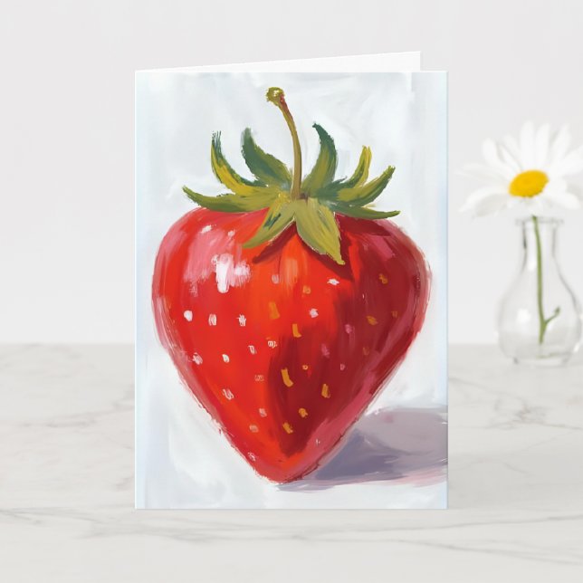 Carte Peinture aquarelle de fraise rouge (Petite plante)