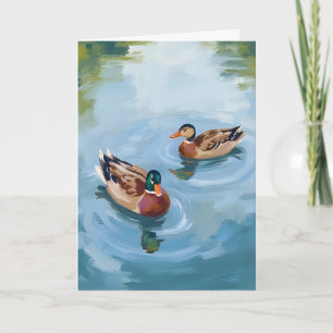 Carte Peinture aquarelle de l'étang aux canards