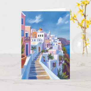 Carte Peinture aquarelle de Santorin Grèce Voyage