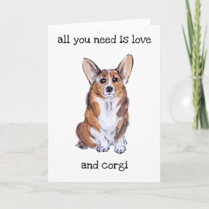 Carte Peinture aquarelle sumie de Corgi