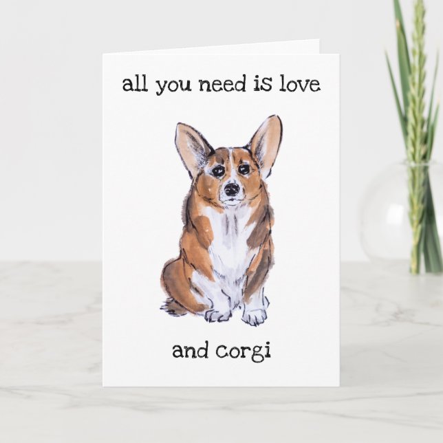 Carte Peinture aquarelle sumie de Corgi (Devant)
