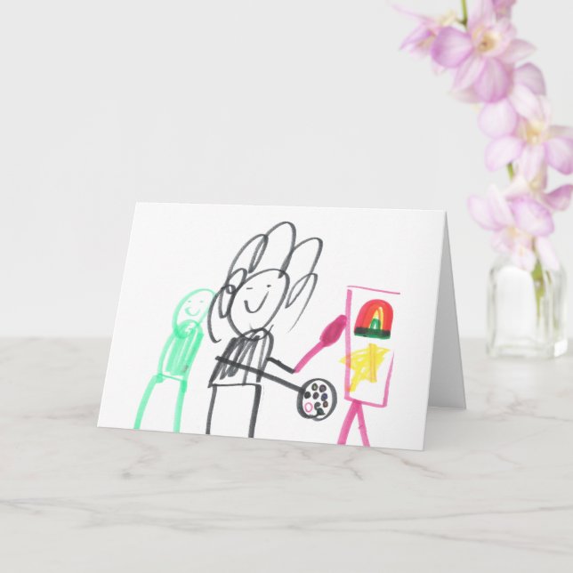 Carte Peinture artistique d'enfant (Orchidée)