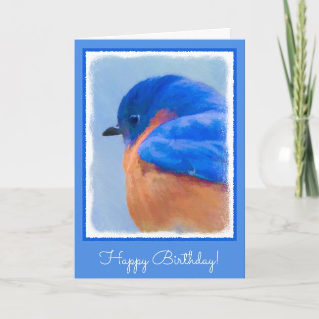 Carte Peinture Bluebird - Art original pour oiseaux (Devant)