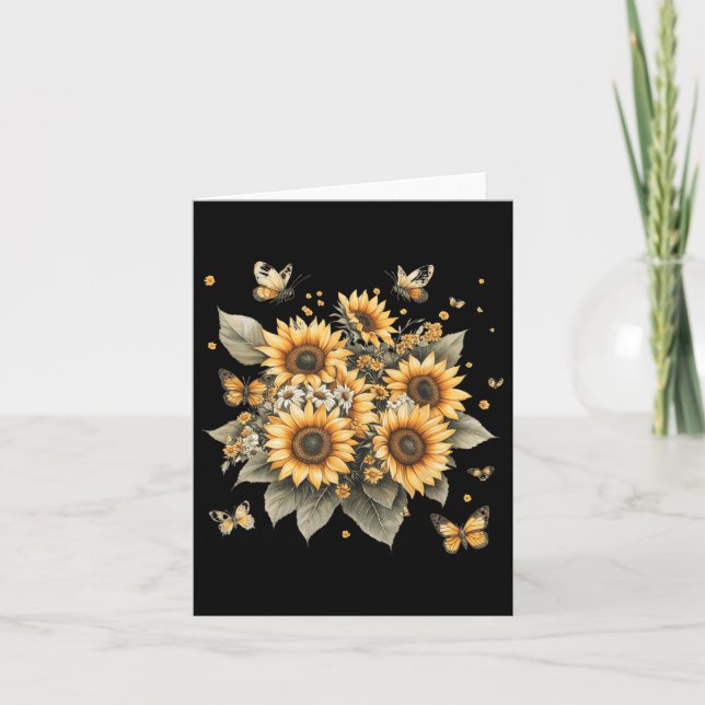 Carte Peinture botanique de bouquet de tournesols  (Devant)
