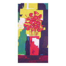 Peinture Bouquet de fleurs rouges - Vase rouge - M