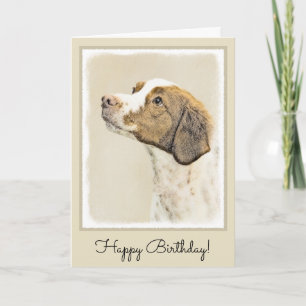 Carte Peinture Brittany - Joli Art Original de Chien
