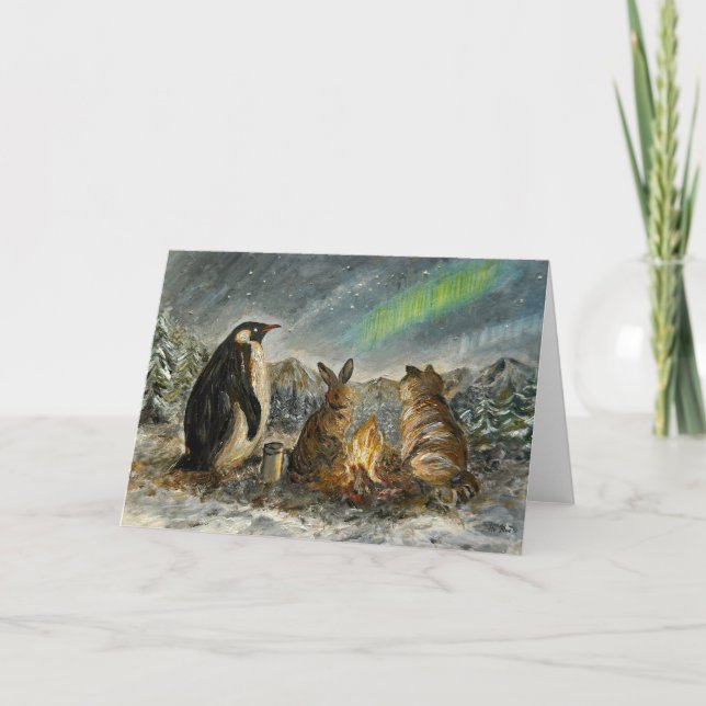 Carte Peinture d'animaux auroraux fantaisistes aux rayon (Devant)