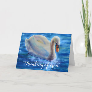 Carte Peinture d'aquarelle de cygne blanc, en pensant à 