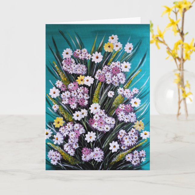 Carte Peinture de bouquet printanier par Alfred Fox (Fleur jaune)