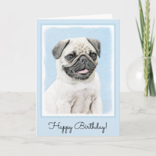 Carte Peinture de carlin - Joli art original de chien