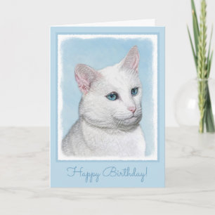 Carte Peinture de chat blanc - Cute Original Cat Art