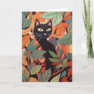 Carte Peinture de chat noir en gras
