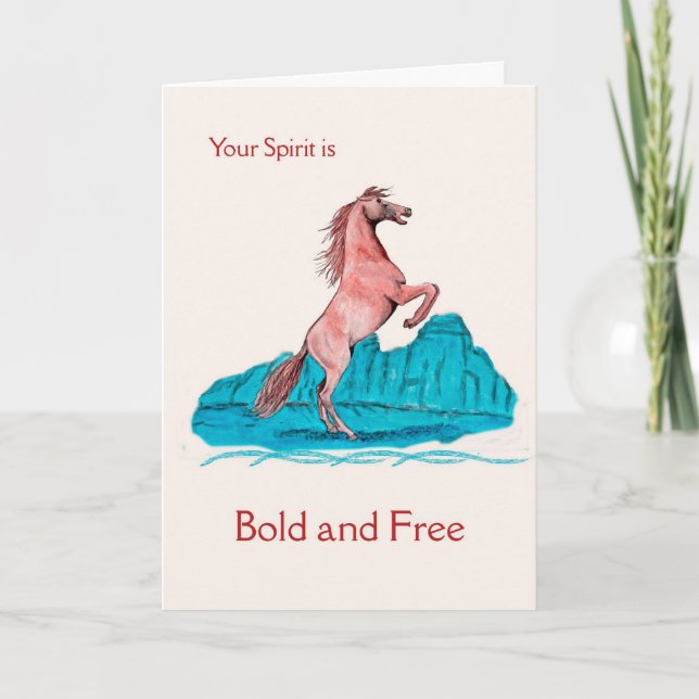 Carte Peinture de cheval audacieuse et libre d'encourage (Devant)
