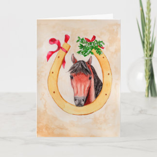 Carte Peinture de cheval de style vintage avec fer à che