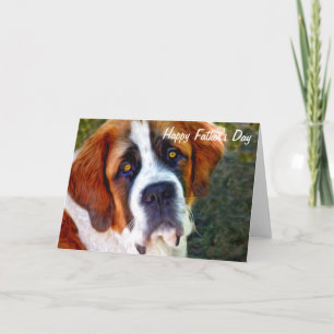 Carte Peinture de chien St Bernard Bonne Fête des pères