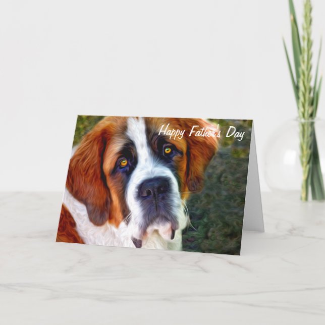 Carte Peinture de chien St Bernard Bonne Fête des pères (Devant)