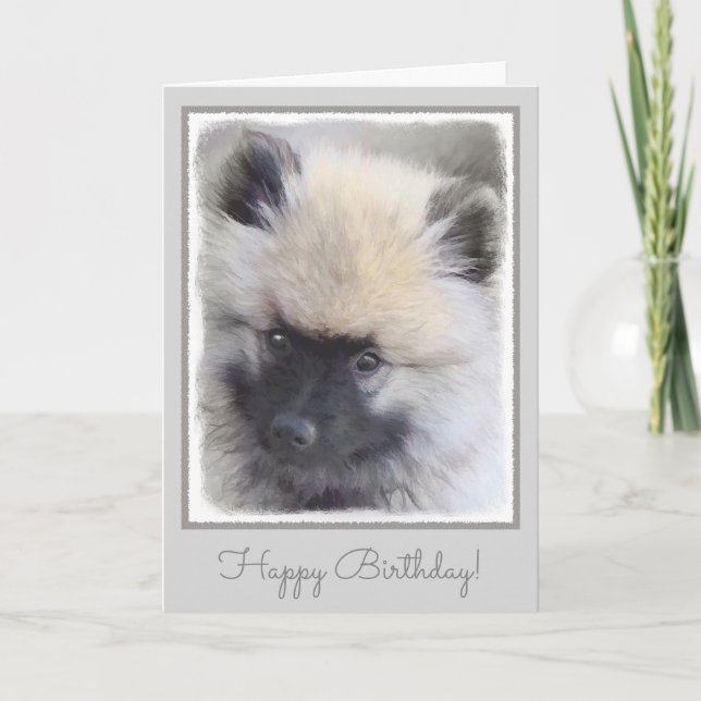 Carte Peinture de chiot de Keeshond - jolie art de chien (Devant)