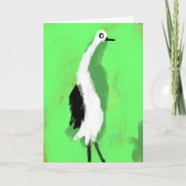 Carte Peinture de cigogne fantaisiste et originale  (Devant)