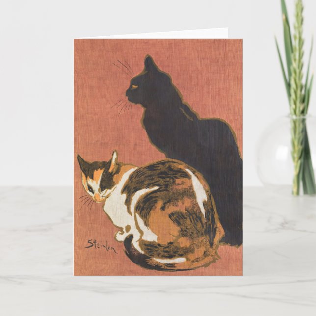 Carte Peinture de deux chats vintages Steinlen (Devant)