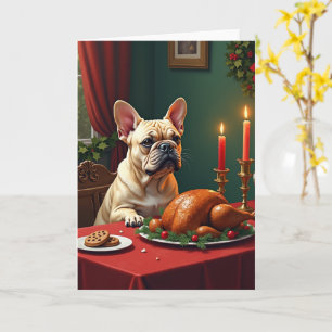 Carte Peinture de fête de Noël de Bouledogue Français