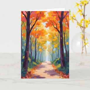 Carte Peinture de feuillage d'automne de chemin d'automn