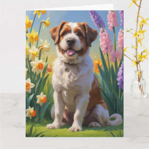Carte Peinture de fleurs printanières de chien Bouviers 