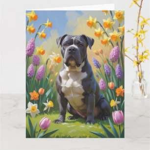 Carte Peinture de fleurs printanières de chien Cane Cors