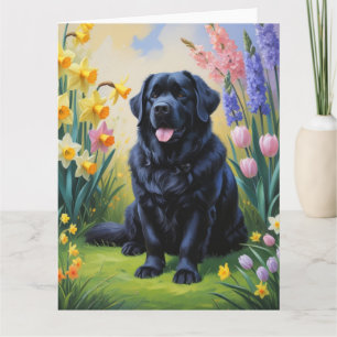 Carte Peinture de fleurs printanières de chien de Terre-