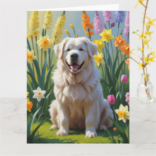 Carte Peinture de fleurs printanières de chien des Pyrén