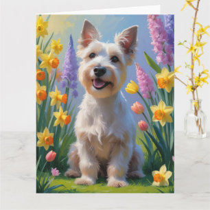 Carte Peinture de fleurs printanières de Terrier Écossai