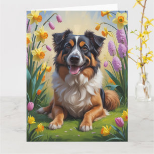 Carte Peinture de fleurs printanières du berger belge
