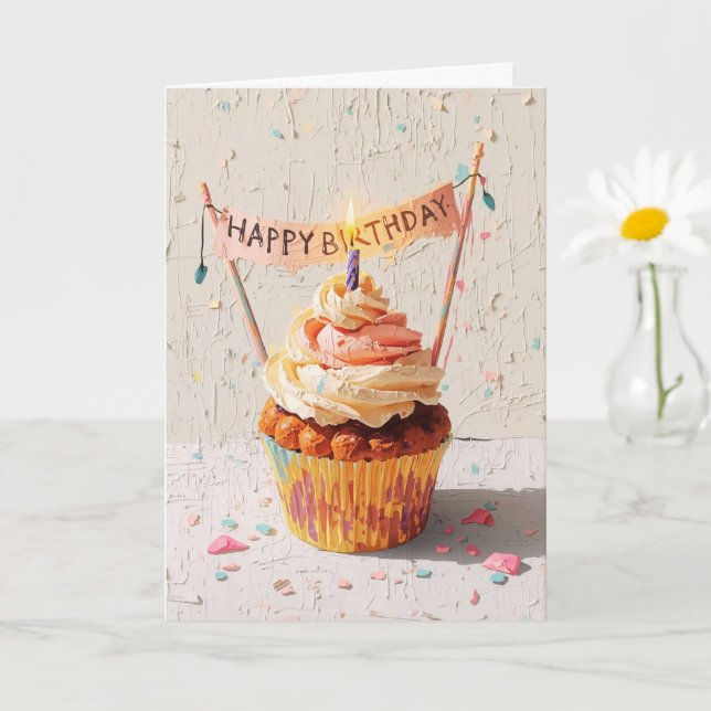 Carte Peinture de gâteau d'anniversaire  (Petite plante)